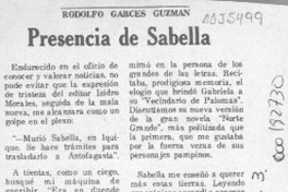 Presencia de Sabella  [artículo] Rodolfo Garcés Guzmán.