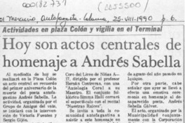 Hoy son actos centrales de homenaje a Andrés Sabella  [artículo].