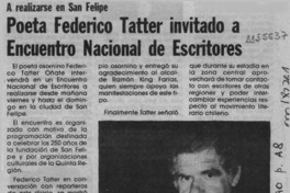 Poeta Federico Tatter invitado a encuentro nacional de escritores  [artículo].
