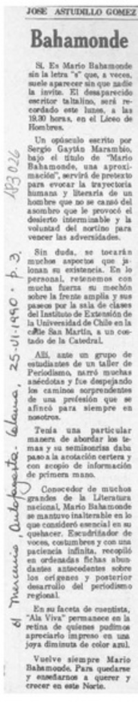 Bahamonde  [artículo] José Astudillo Gómez.