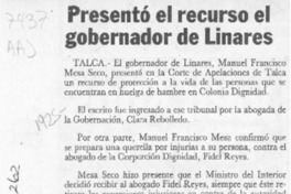 Presentó el recurso el gobernador de Linares  [artículo].