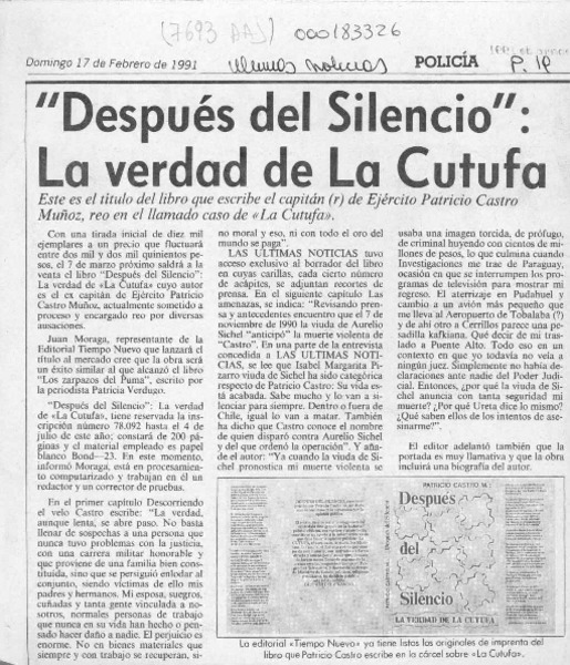 "Después del silencio", la verdad de La Cutufa  [artículo].