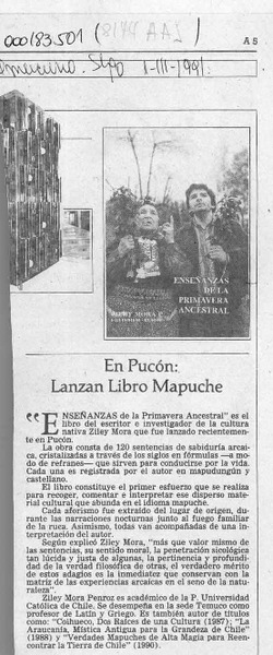 En Pucón, lanzan libro mapuche  [artículo].