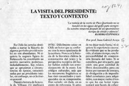 La visita del Presidente, texto y contexto  [artículo] Juan Gabriel Araya.