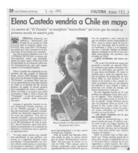 Elena Castedo vendría a Chile en mayo  [artículo].