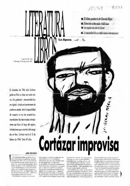 Cortázar improvisa  [artículo] Julio Cortázar.