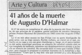 41 años de la muerte de Augusto D'Halmar  [artículo] Carlos Ruiz Zaldívar.