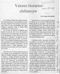 Valores literarios chillanejos  [artículo] Sergio Hernández.