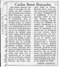 Carlos René Ibacache  [artículo] Jorge Agurto.