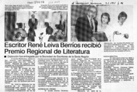Escritor René Leiva Berríos recibió Premio Regional de Literatura  [artículo].
