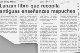 Lanzan libro que recopila antiguas enseñanzas mapuches  [artículo].