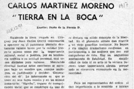 Carlos Martínez Moreno "Tierra en la boca"  [artículo] Darío de la Fuente D.