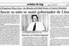 Al chocar su auto se mató gobernador de Linares  [artículo].