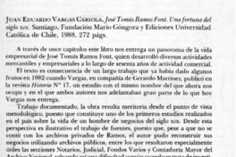 José Tomás Ramos Font, una fortuna del siglo XIX  [artículo] Rafael Sagredo Baeza.