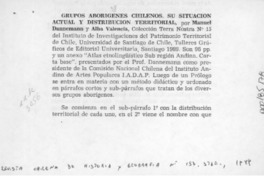 Grupos aborígenes chilenos, su situación actual y distribución territorial  [artículo] J. Rafael Reyes R.