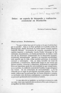 Dolor, un espacio de búsqueda y realización existencial en Desolación  [artículo] Verónica Contreras Hauser.
