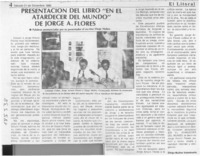 Presentación del libro "En el atardecer del mundo" de Jorge A. Flores  [artículo] Diego Muñoz Valenzuela.