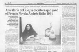 Ana María del Río, la escritora que ganó el Premio Novela Andrés Bello 1991  [artículo] Alejandra Gajardo.