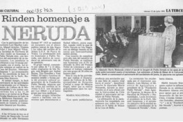 Rinden homenaje a Neruda  [artículo].