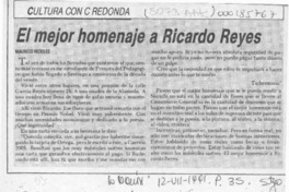 El mejor homenaje Ricardo Reyes  [artículo] Mauricio Redolés.