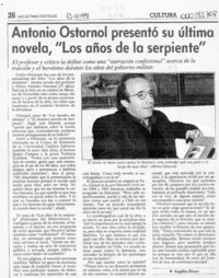 Antonio Ostornol presentó su última novela, "Los años de la serpiente"  [artículo] Angélica Rivera.