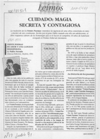 Cuidado, magia secreta y contagiosa  [artículo] Rocío Mendoza Pliscoff.