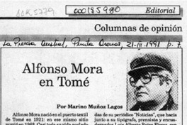 Alfonso Mora en Tomé  [artículo] Marino Muñoz Lagos.