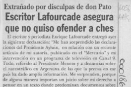 Escritor Lafourcade asegura que no quiso ofender  [artículo].