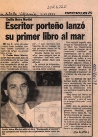 Escritor porteño lanzó su primer libro al mar  [artículo] Alvisil.