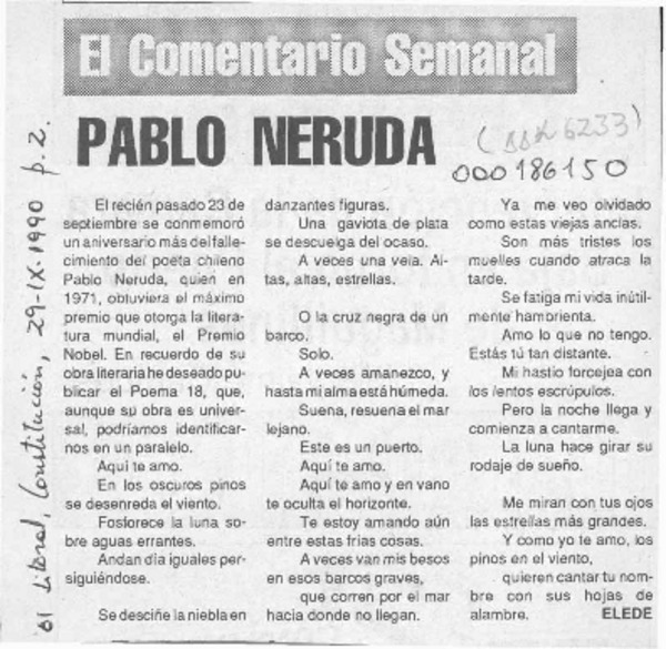 Pablo Neruda  [artículo] Elede.