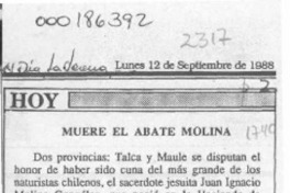 Muere el abate Molina  [artículo] Fap.