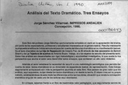Análisis del texto dramático, tres ensayos  [artículo] Esteban Vergara Báez.