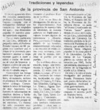 Tradiciones y leyendas de la provincia de San Antonio  [artículo].