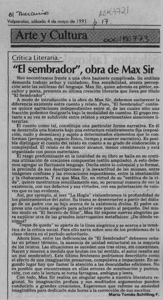 "El sembrador", obra de Max Sir  [artículo] Mario Tomás Schilling F.