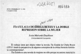 "Tía Eulalia" de Chela Reyes y la doble represión sobre la mujer  [artículo] Ivette Malverde Disselkoen.