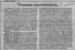 "Poemas encontrados -- "  [artículo] Eliana Veloso.