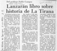 Lanzarán libro sobre historia de La Tirana  [artículo].