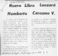 Nuevo libro lanzará Humberto Cárcamo V.  [artículo].