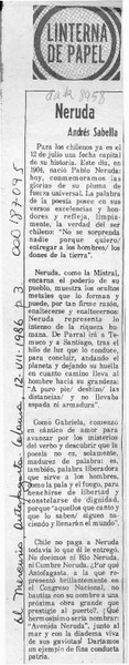 Neruda  [artículo] Andrés Sabella.