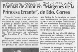 Poemas de amor en "Márgenes de la princesa errante", de Edo. Correa  [artículo] Cecilia Burgos.