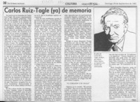 Carlos Ruiz-Tagle (ya) de memoria  [artículo] Filebo.