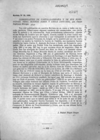 Gobernantes de Castilla-España y de sus posesiones, Perú, Buenos Aires y Chile  [artículo] J. Rafael Reyes Reyes.
