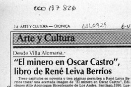 "El minero en Oscar Castro", libro de René Leiva Berríos  [artículo] Pedro Mardones Barrientos.
