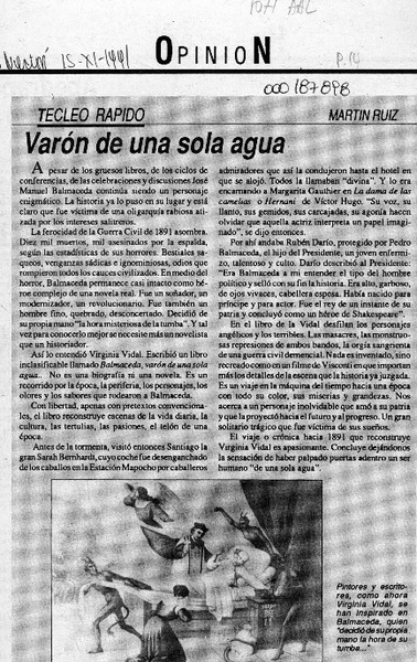 Varón de una sola agua  [artículo] Martín Ruiz.