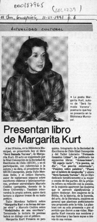 Presentan libro de Margarita Kurt  [artículo].