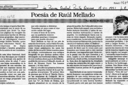 Poesía de Raúl Mellado  [artículo] Marino Muñoz Lagos.