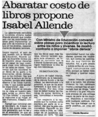 Abaratar costo de libros propone Isabel Allende