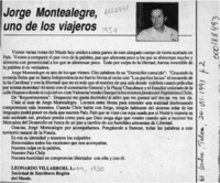 Jorge Montealegre, uno de los viajeros  [artículo] Leonardo Villarroel L.