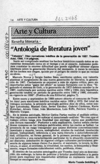 "Antología de literatura joven"  [artículo] Mario Tomás Schilling.