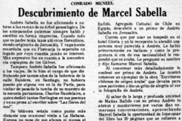 Descubrimiento de Marcel Sabella  [artículo] Conrado Menzel.
